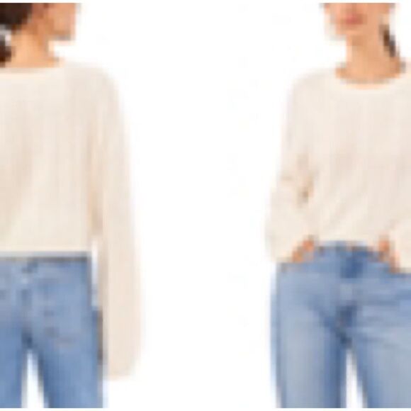 1.STATE Crewneck Cable Knit White Long Sleeve Sweater Size Large - Picture 3 of 4